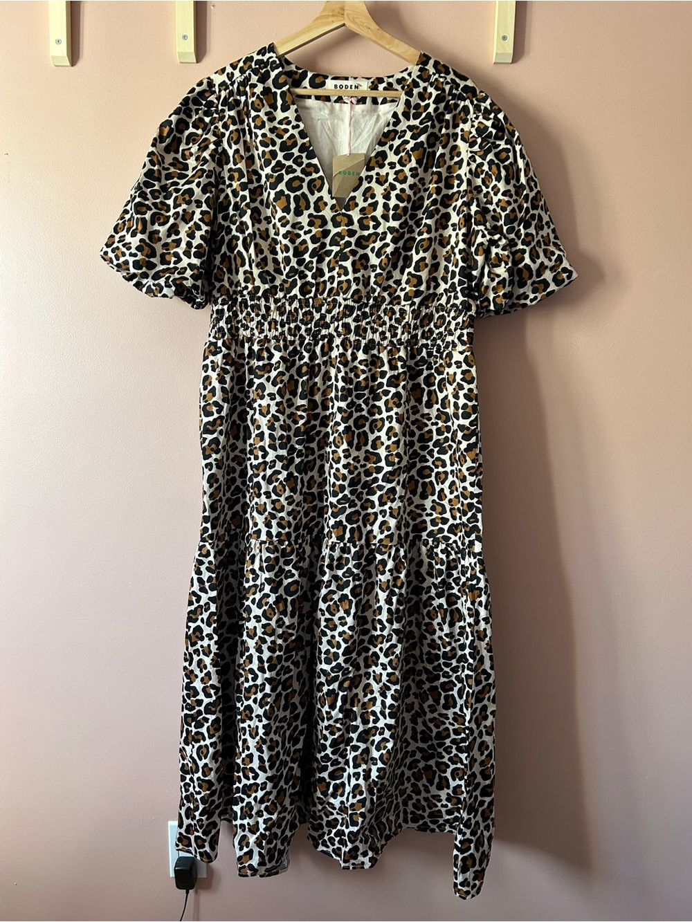 Boden Puff Sleeve Irene Dress in Cheetah print